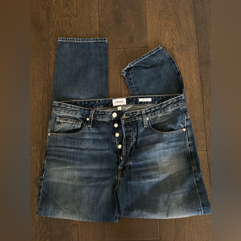 Frame Denim Relaxed Straight Dark Blue Jeans